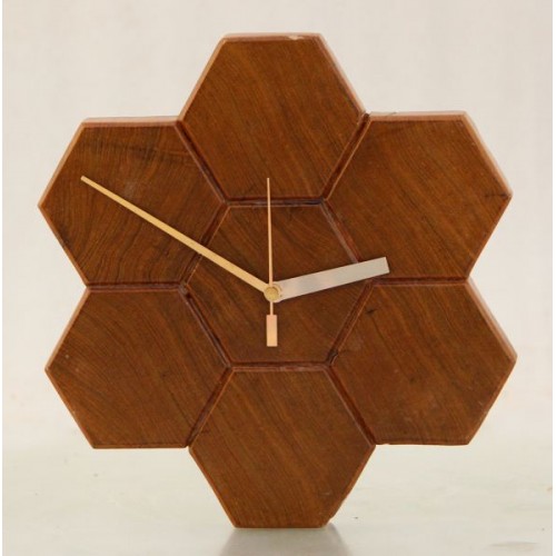 Honeycomb teak - Wall Clock