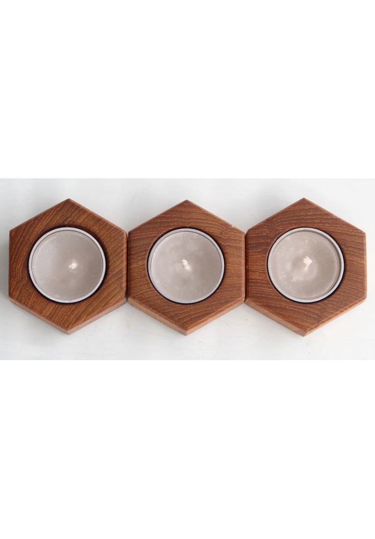 Tree Hex - Teak Wood - Set of Three Tree Hex - Teak Wood - Set of Three
